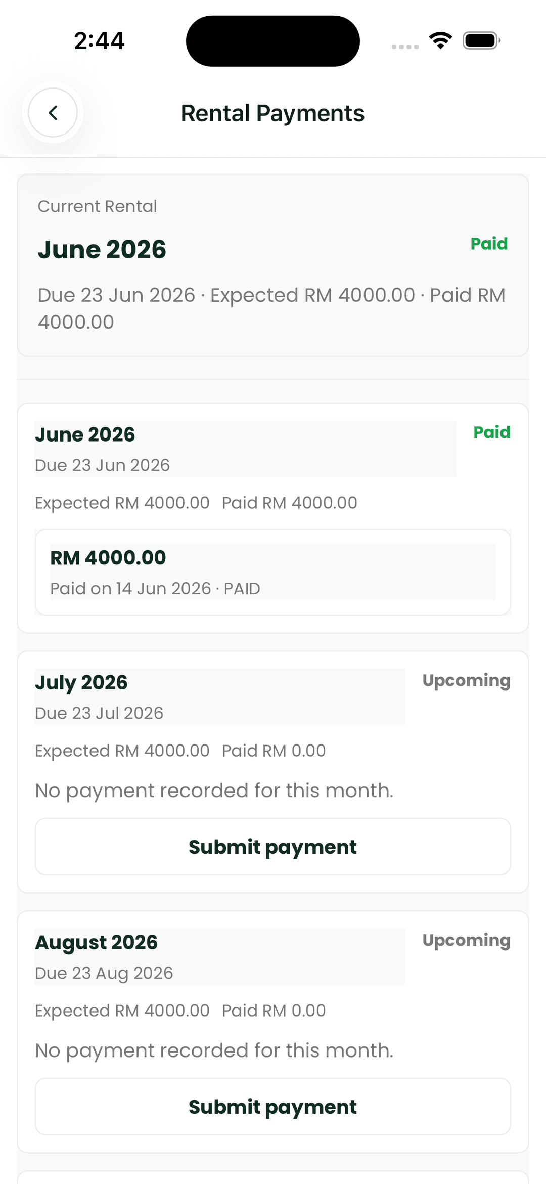 KitaSewa rental payments timeline